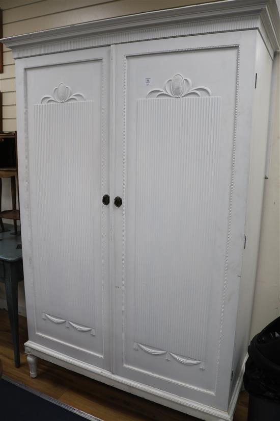 A white painted two door wardrobe, H.195cm